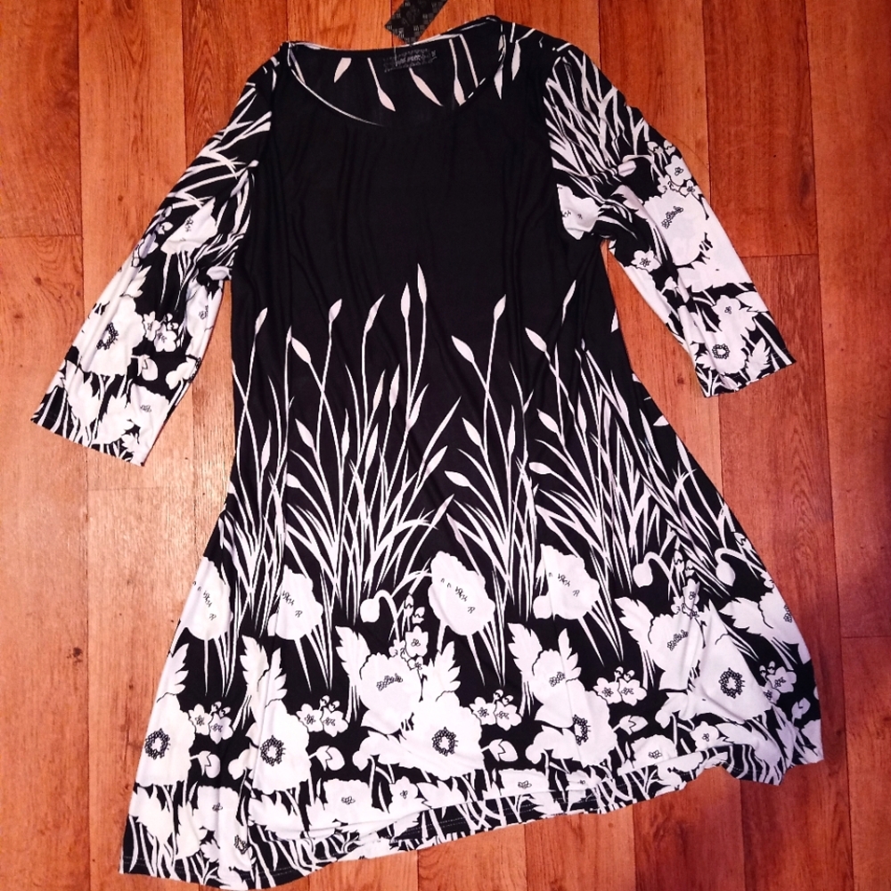 Ice Silk Dress, Size 2xl, black/white